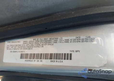 2006 Subaru Outback 2.5I from USA, damaged, VIN 4S4BP61C167329270
